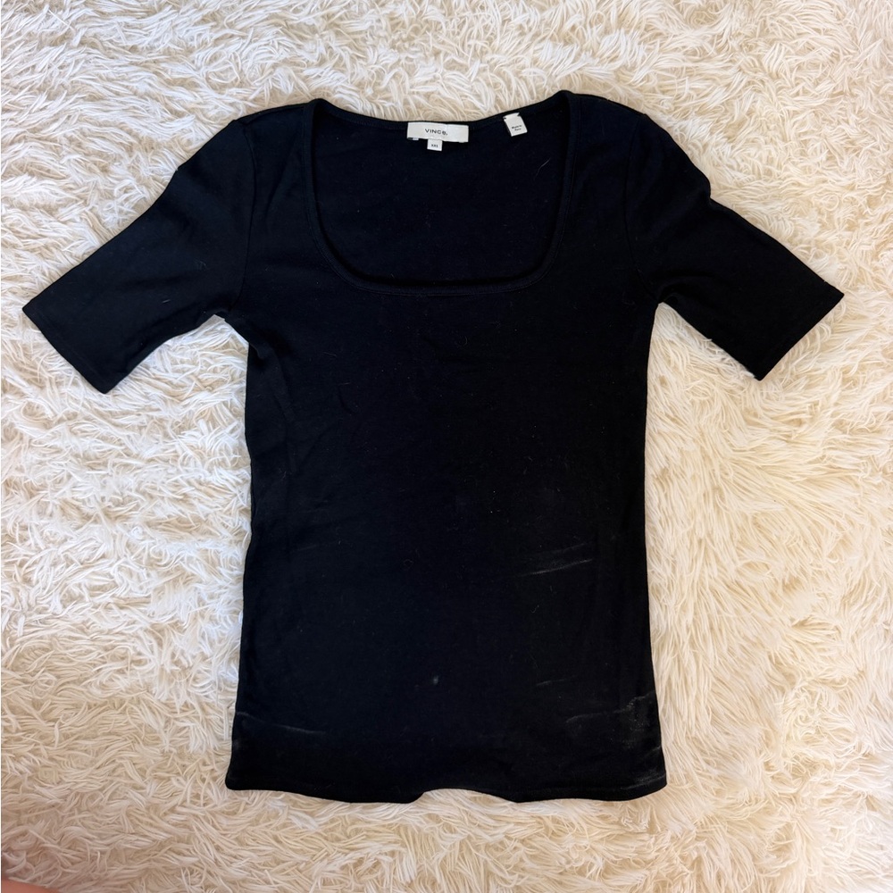 Vince Black Scoop Neck Short Sleeve Tee